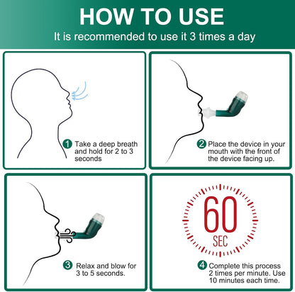 Giyosk Breathing Exercise Device for Lungs, Lung Expansion and Mucus Relief Device, Portable Expiratory Breathing Exerciser with A Set of Accessories, Breathing Trainer for Lung Cleanse(Green)