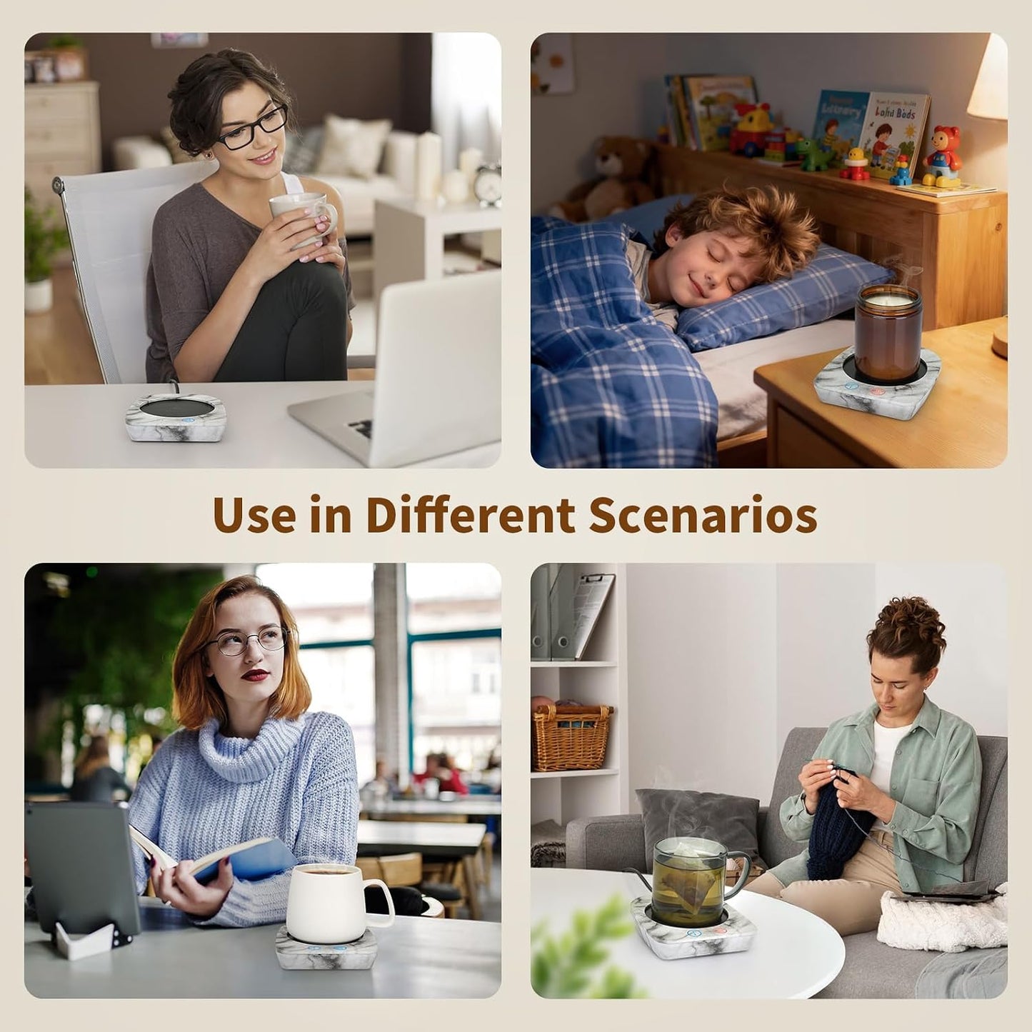 VOBAGA Mug Warmer& Coffee Mug Warmer for Office Desk Use, Candle Warmer with Three Temperature Settings, Coffee Warmer Plate for Cocoa Tea Water Milk with Auto Shut Off After 4 Hours, for Ideal Gifts