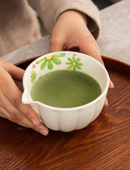 TANG PIN Matcha Set - Match Bowl and Whisk, 15 OZ, Matcha Scoop | Matcha Whisk Stand (Chasen Holder) - 5pc Perfect Matcha Kit for Matcha Tea Ceremony (Mottled Green)