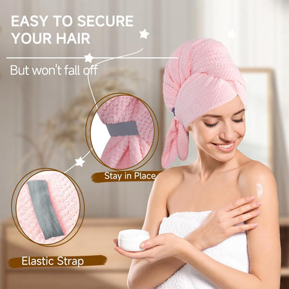 Large Hair Towel Wrap for Women, Quick-Dry Turban, Ultra Absorbent & Anti-Frizz, Ideal for Long, Thick & Curly Hair, Soft Lightweight Microfiber Drying Towel (24x42, Blue)