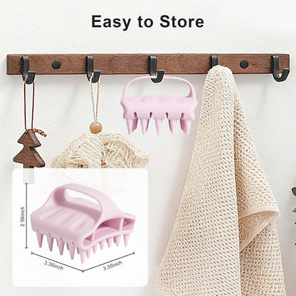 RHOS Shampoo Brush, Soft Silicone Scalp Scrubber | Scalp Massager for Wet & Dry Hair, Curved Vented Hair Scrubber for Dandruff Removal (Pink)