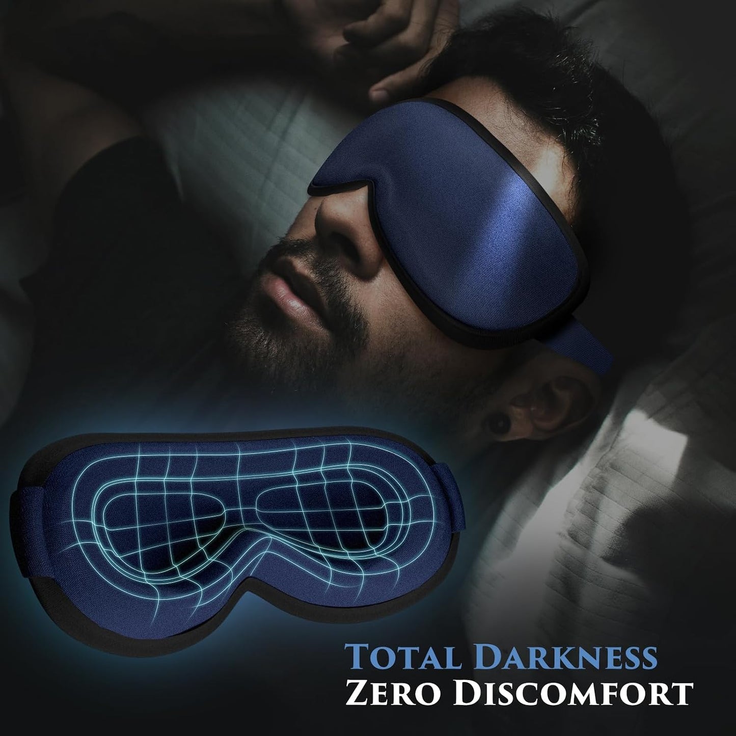 Weighted Eye Mask Cover for Sleeping - Eye Masks for Sleep with Adjustable Strap, Lash Extension Eye Covers for Women Men, 3D Contoured, Plane Travel Essentials, Blindfold for Meditation