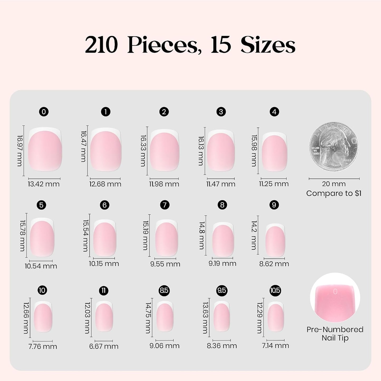 Beetles Press On Nail Kit-Short Square French Tip Press On Nails, 150Pcs Pink French Nail Tips with Nail Glue & Remover Builder Top Coat Nail Lamp, All-in-One DIY Fake Nails Gift for Women