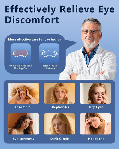 Heated Eye Mask for Dry Eyes, Cordless Sleep Mask with Warm Compress