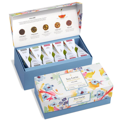 Tea Forte Premium Presentation Box Gift Set Sampler, 20 Count, Assorted Blends Individually Wrapped Handcrafted Pyramid Infuser Bags, Frank Lloyd Wright