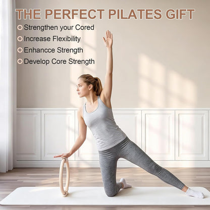 Pilates Ring 15 Inch Magic Circle Ring, Dual Padded Handles Pilates Exercise Circle, Adjustable Yoga Ring