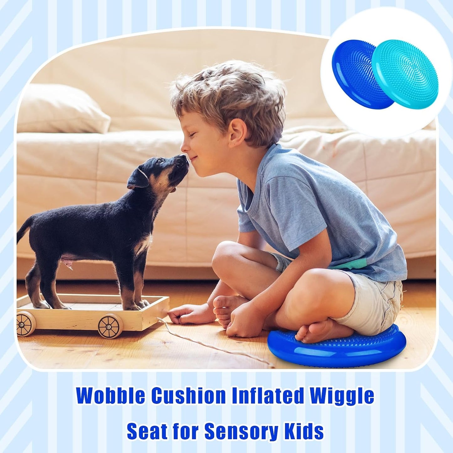 Silipull 2 Pcs Wiggle Seat Inflated Wobble Cushion Flexible Balance Disc with Air Pump for Core Stability Strengthening Improving Posture Physical Exercise