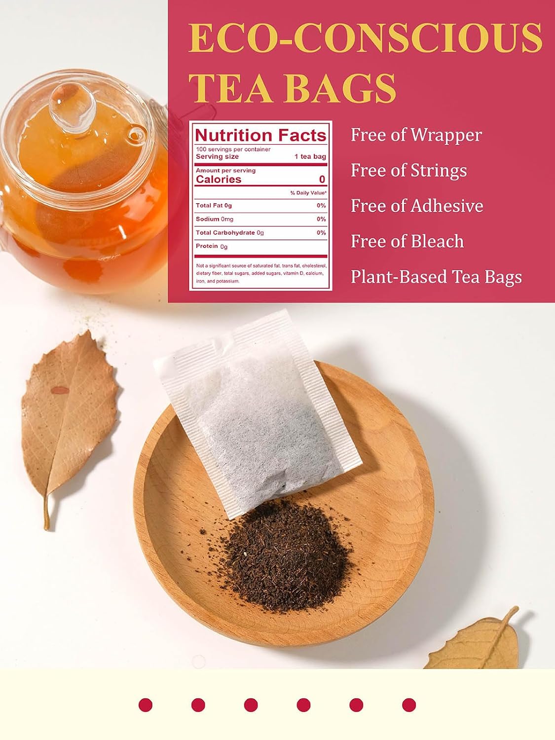 GLDNT Organic Decaffeinated Black Tea Bags, Organic Decaf Black Tea, 100ct