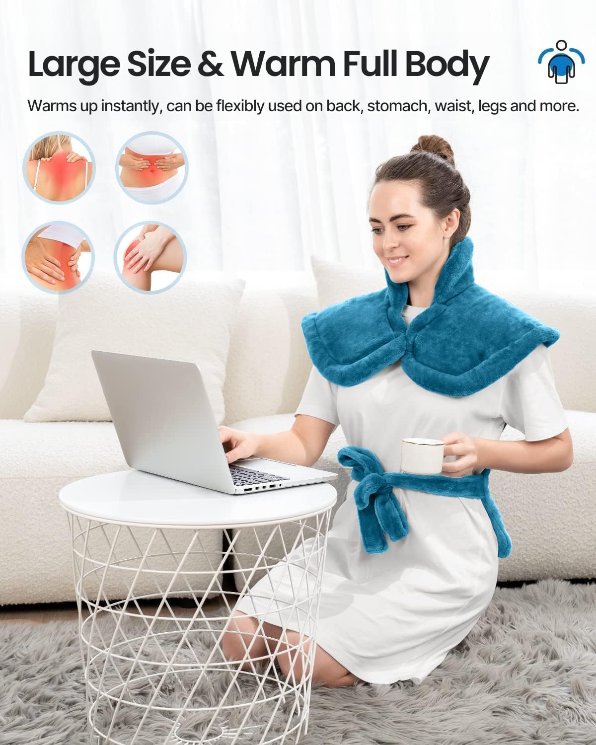 RENPHO Fathers Day Dad Gifts, Electric Heating Pad - 6 Heat Levels for Neck Shoulder and Back, Birthday Gifts for Women Men, Weighted Pad for Snug Fit, ETL Certified, FSA Eligible, 24"x33" Gray