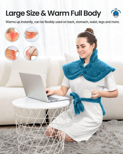 RENPHO Fathers Day Dad Gifts, Electric Heating Pad - 6 Heat Levels for Neck Shoulder and Back, Birthday Gifts for Women Men, Weighted Pad for Snug Fit, ETL Certified, FSA Eligible, 24"x33" Gray