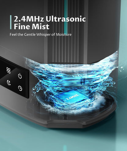 BREEZOME 6L Humidifiers for Bedroom Large Room & Essential Oil Diffuser, Ultrasonic Top Fill Cool Mist Humidifiers for Baby, Plants, Nursery Last up to 60 Hours, Smart Humidistat Control, Quiet, Black