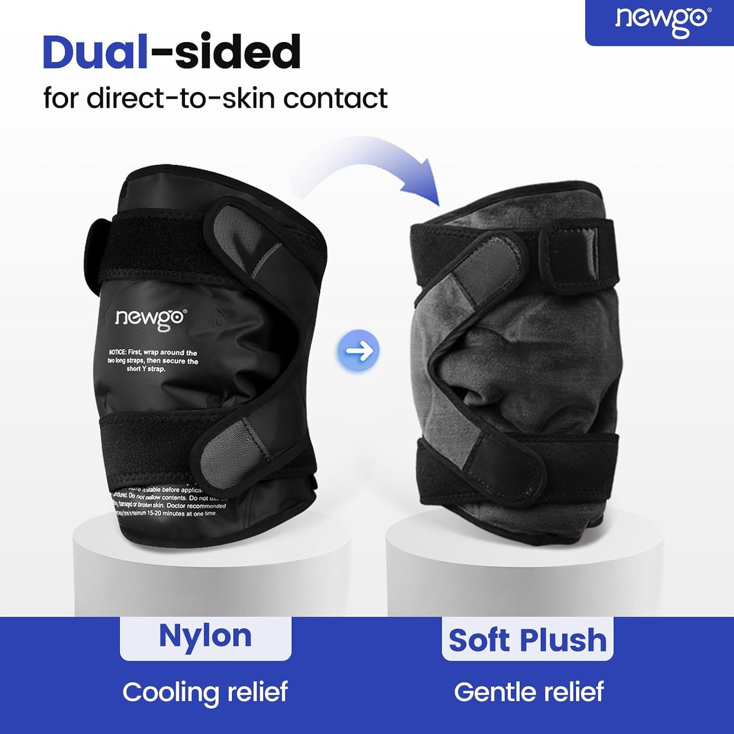 NEWGO Knee Ice Pack Wrap, Ice Pack for Knees Cold Compression Therapy for Knee Replacement Surgery, Arthritis Pain, ACL, Swelling, Sports Injuries (21.7" x 9.8") - Blue