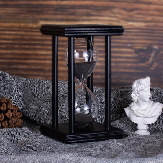 BELLAWARE Hourglass Timer with Red Sand, 60 Minute Wooden Sand Timer | Creative Handcraft Decoration