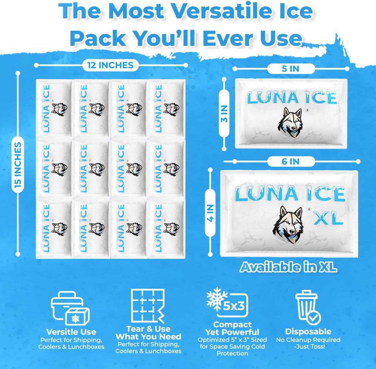 Dry Ice Packs for Shipping - Long Lasting ice Packs - 24+ Hour Freeze Power - BPA Free - 12 Pack Bulk 3 lb – Hielo Seco - Reusable Gel Bricks for Food