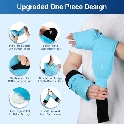 Comfytemp Wrist Ice Pack Wrap Carpal Tunnel Relief Wrist Brace, 2 Packs, FSA Eligible HSA, Gel Ice Packs for Injuries Reusable Wrap for Hand Pain, Hot Cold Compress Hand Brace, Men Women Recovery Item