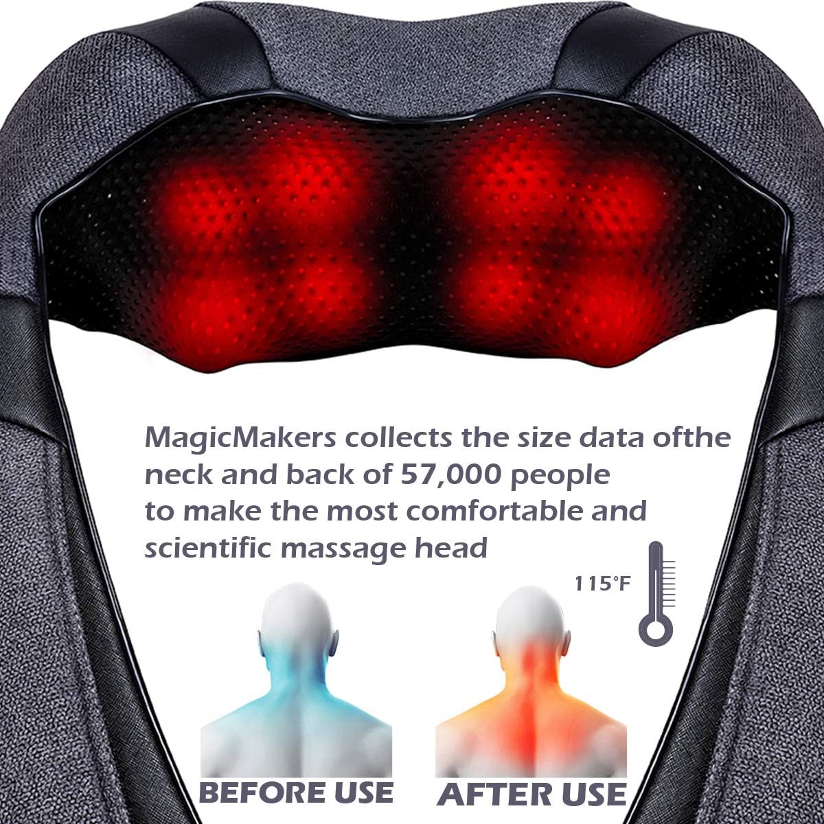 Shiatsu Neck Back and Shoulder Massager with Heat for Pain Relief Deep Tissue, Christmas Women Men Gifts for Mom Dad, Wife Husband, Him Her, Fathers Day, Mothers Day, Birthdays Gift (NOT Cordless)
