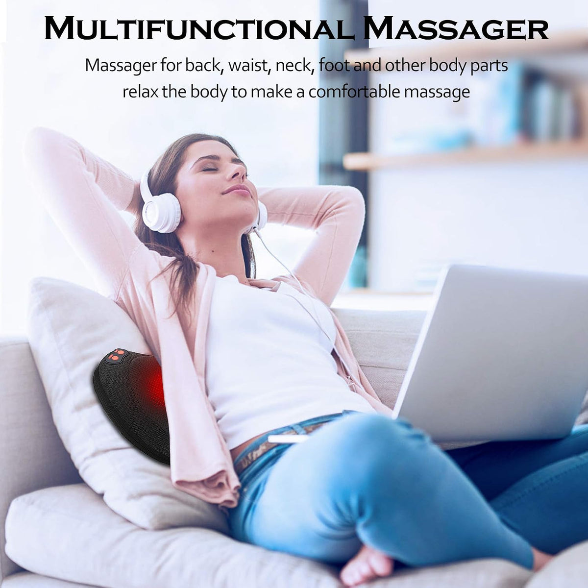 Papillon Back Massager with Heat,Shiatsu Pillow for Body Pain Relief Gray