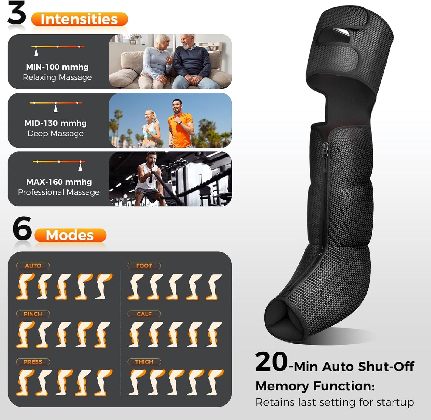 Nekteck Leg Massager for Circulation and Pain Relief, 6 Modes & 6 Intensities Air Compression Boots Helpful for Leg Swelling, Edema RLS, FSA Eligible Gifts for Mom Men Women Dad Birthday