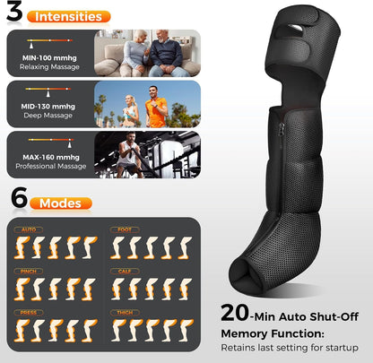 Nekteck Leg Massager for Circulation and Pain Relief, 6 Modes & 6 Intensities Air Compression Boots Helpful for Leg Swelling, Edema RLS, FSA Eligible Gifts for Mom Men Women Dad Birthday