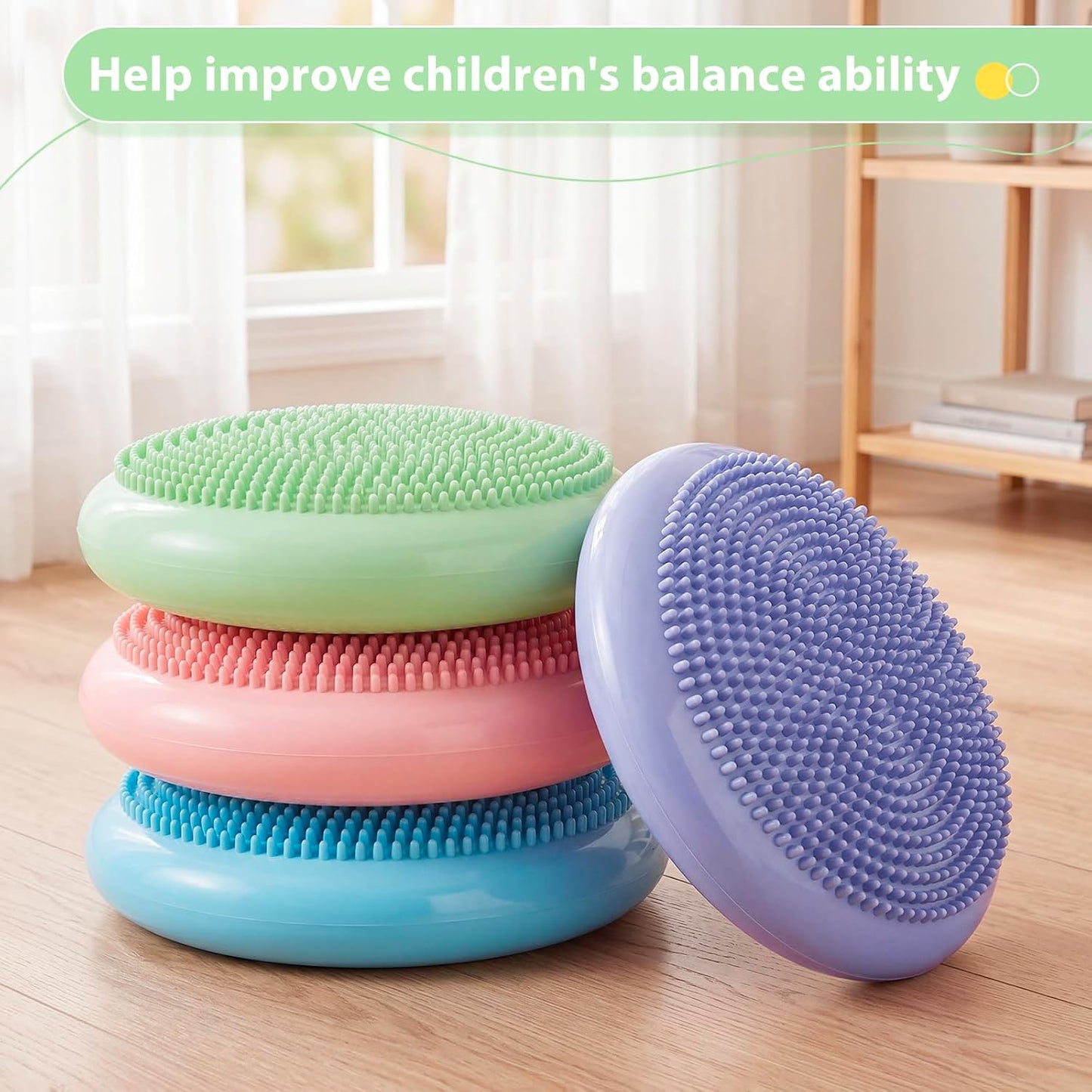 Amylove 6 Pcs Wiggle Seat Inflated Wobble Cushion for Sensory Kid 13 Inch Balance Disc Kids Flexible Seating Exercise Sensory Pad Chair Cushion for Classroom Office School (Bright)