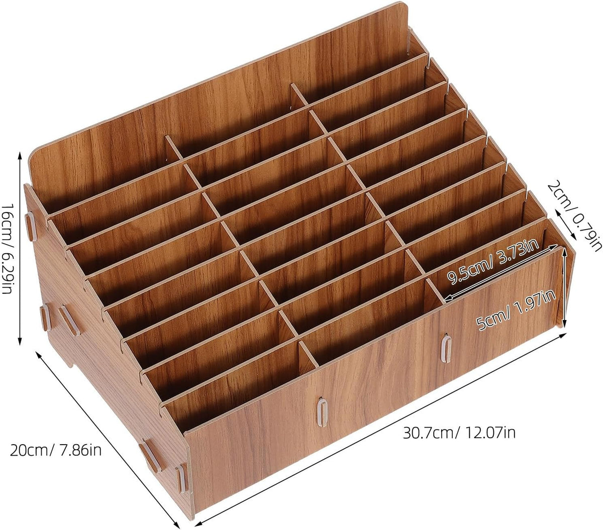 24 Slot Wooden Cell Phone Organizer Box for Classroom Meetings