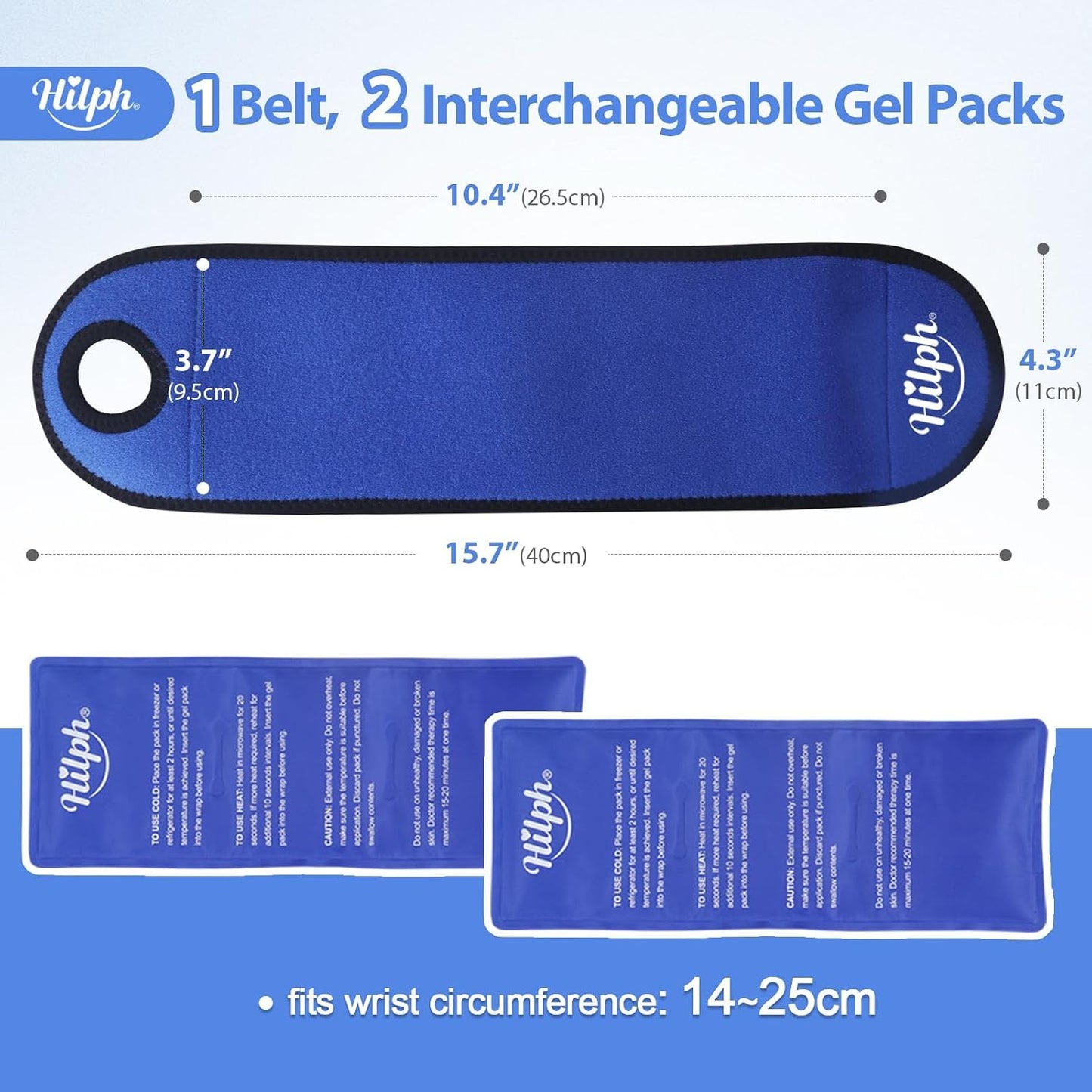 Hilph Wrist Ice Pack Wrap for Carpal Tunnel Relief, FSA Eligible HSA, Reusable Wrist Hot & Cold Therapy Brace for Hand Injuries, Arthritis, Tendonitis, Surgery Recovery Items Gifts Men Women, Blue