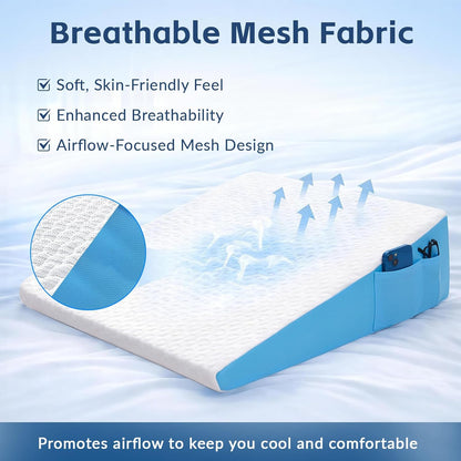 Wedge Pillow for Sleeping, 7.5" Bed Wedge After Surgery, Back Pain Relief, Memory Foam Pillow Triangle Incline Wedge for Back Support, Leg Elevation