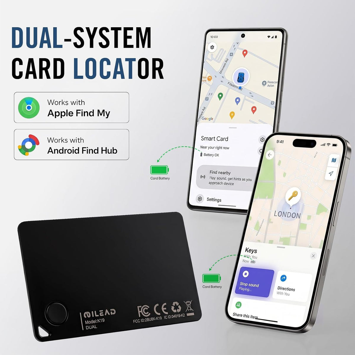Wallet Tracker Card iOS Android [Apple MFi Certified] Item Locator