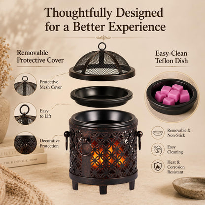 Dicimi Wax Melt Warmer,4-in-1 Electric Wax Melter,Oil Burner,Fireplace Wax Warmers, for Home Office Bedroom Aromatherapy Present and Decorations (Bronze, Fireplace Stove)