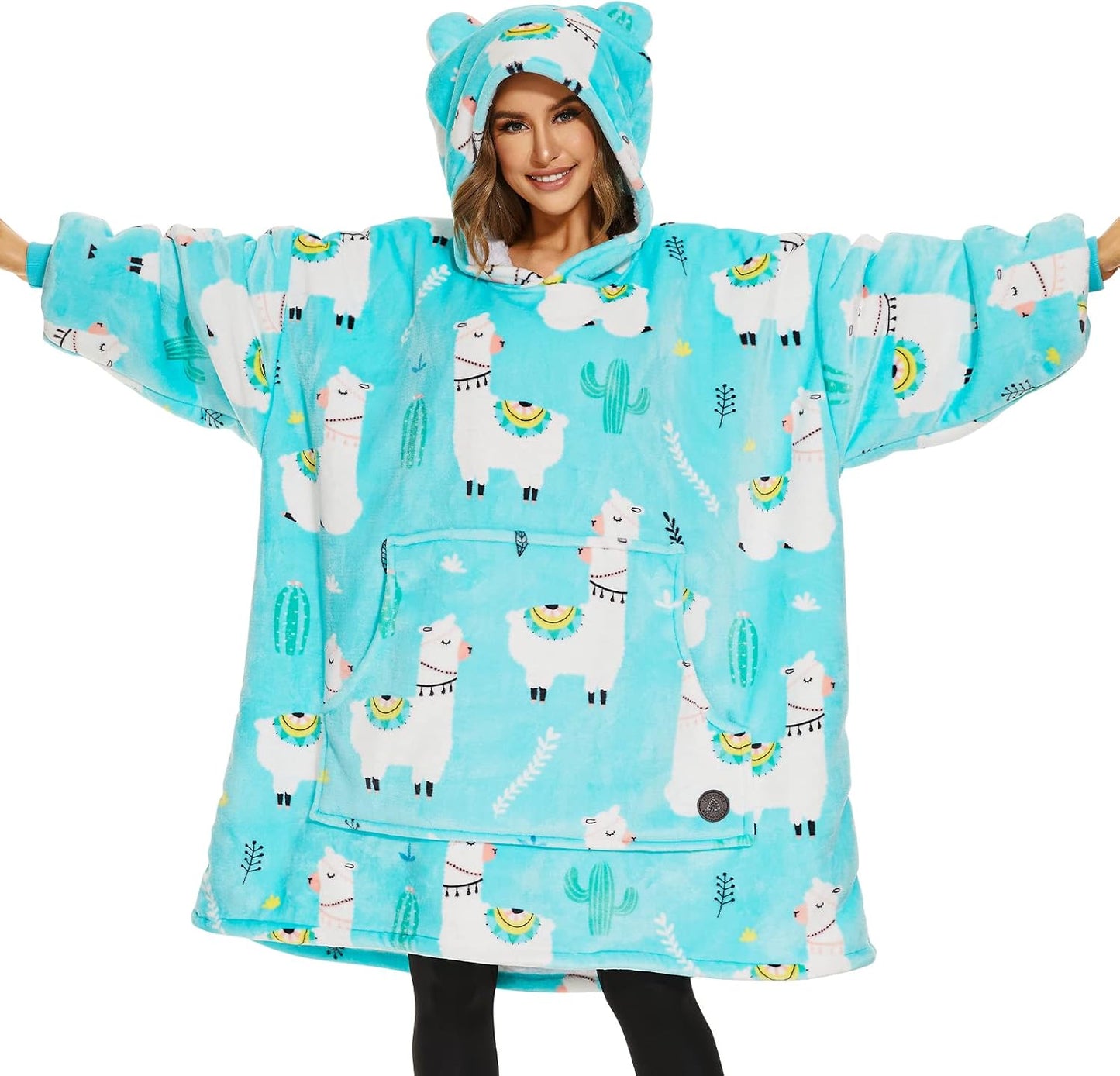 THREE POODLE Wearable Blanket Hoodie for Women, Oversized Sherpa Sweatshirt Blanket for Adults Men, Cozy Hooded Blankets, Gifts for Teen Girls Women Mom Sister