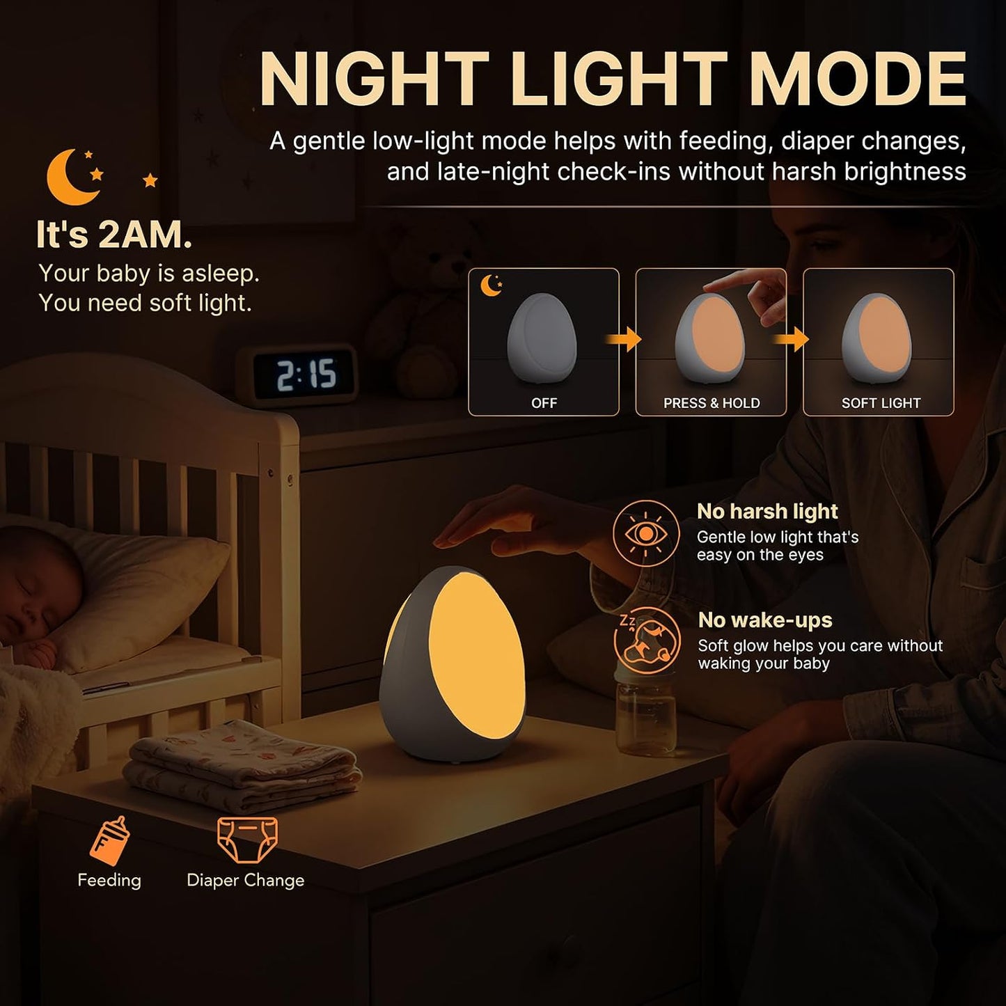 G Keni Nursery Night Light for Baby, Portable LED Touch Night Lamp for Kids and Adult, Breastfeeding, Sleep Aid, USB Rechargeable Nursing Lamp, Bedside Dimmable Warm Night Light, Soft Eye Caring