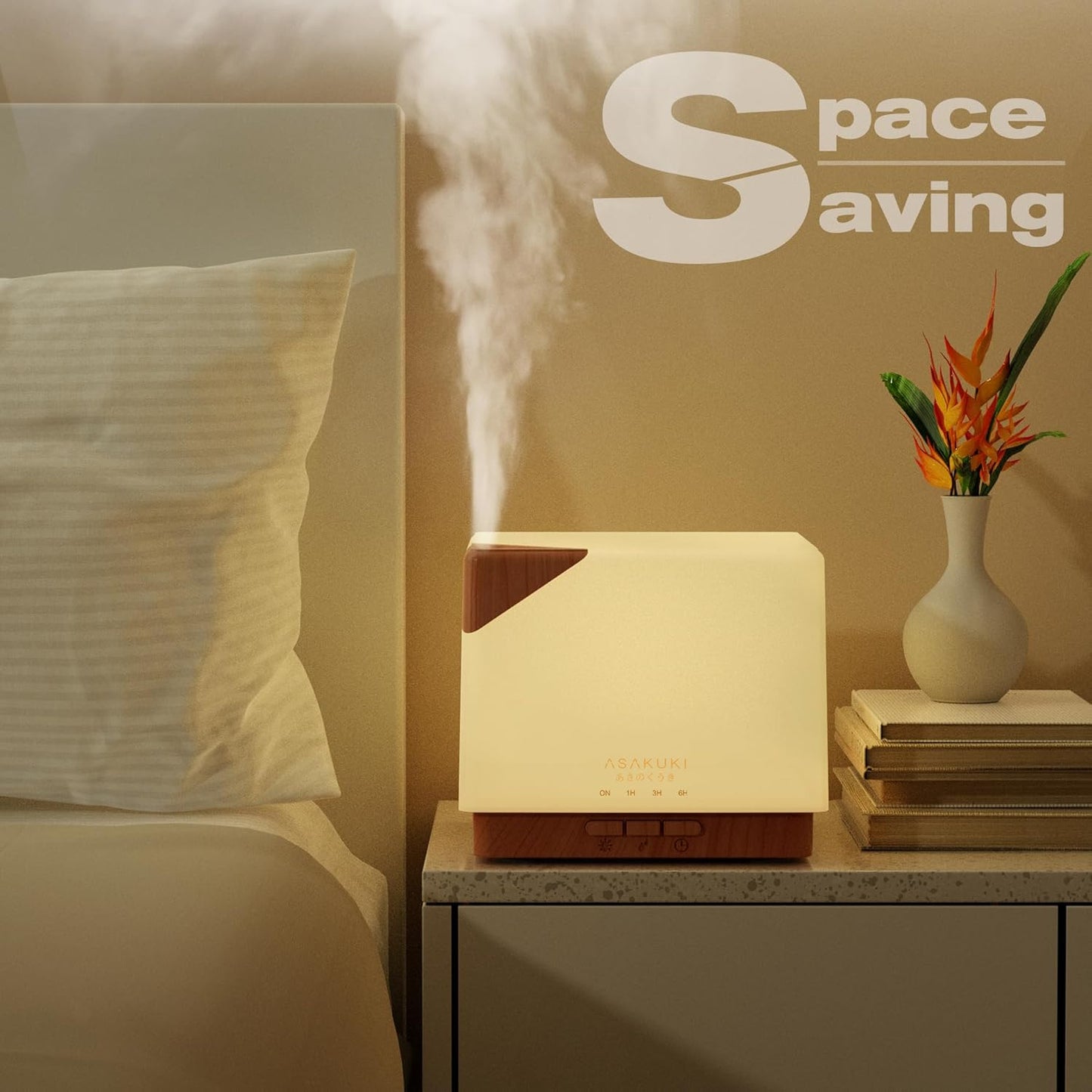 ASAKUKI Essential Oil Diffuser for Home Large 700 ml Humidifier | Automatic Shut-Off, Quiet Aromatherapy Diffuser with 7 LED Lights for Living Room, Kitchen, Bedroom, Hotel - White