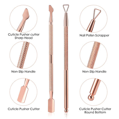 YINYIN Cuticle Trimmer with Cuticle Pusher and Cutter, Professional Stainless Steel Nippers, Cutter Clippers, Cuticle Remover, Pedicure Manicure Tools for Fingernails and Toenails, Sliver