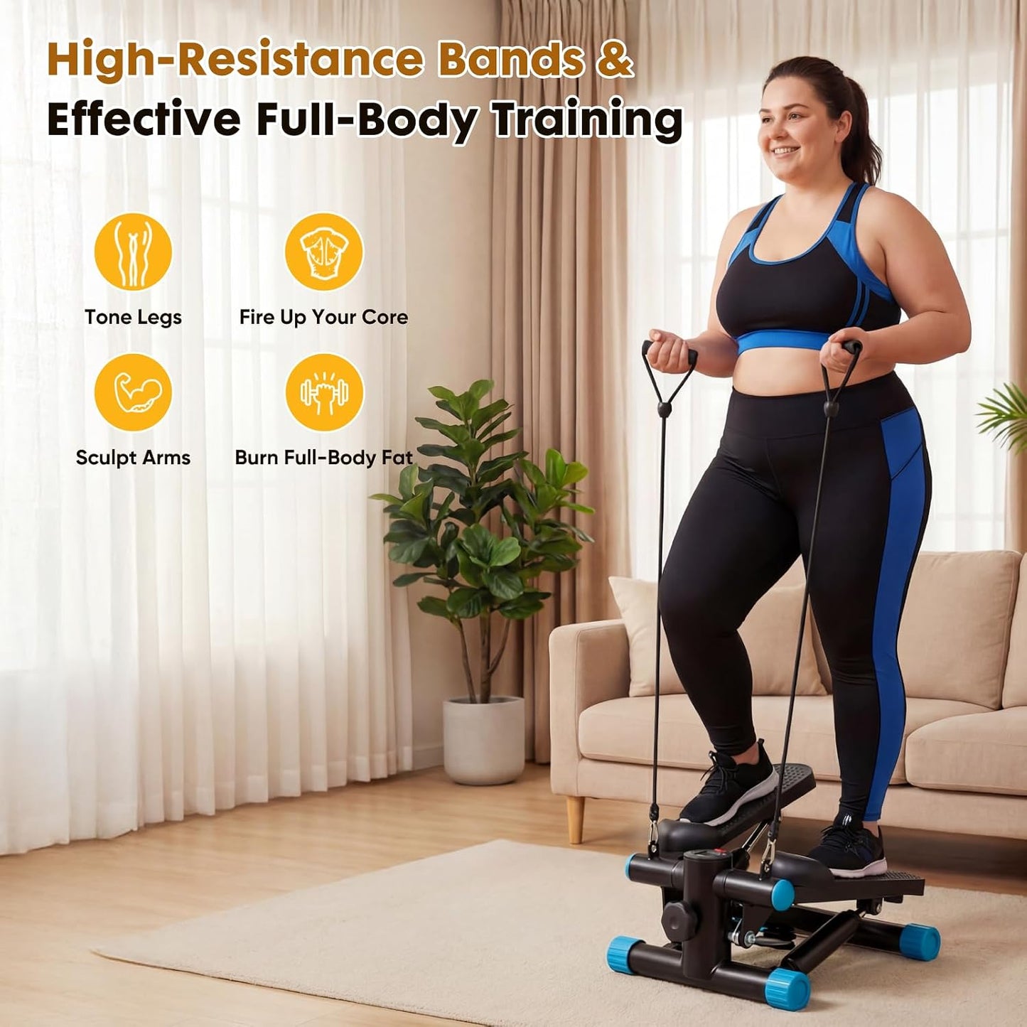 NEWBULIG Mini Stepper for Exercise at Home Stair Step Machine for Indoor Fitness Portable Home Gym Stepper for Full Body Workout 300lb Weight Capacity