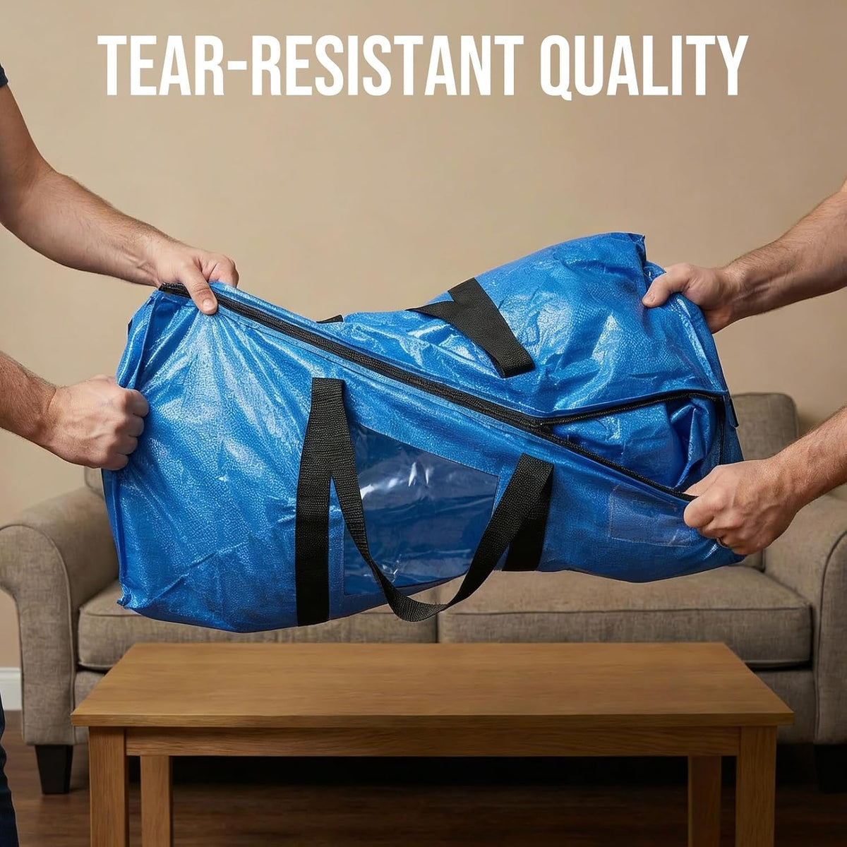 TAILI Blue Extra Large Moving Bags,Storage Bags with Visible Window