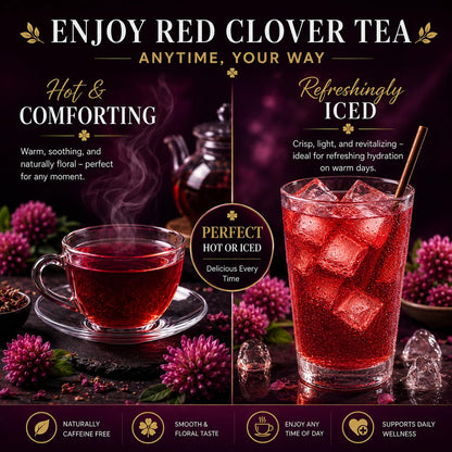 WOTIHA Premium Red Clover Tea Bags, 50 Count – 100% Natural Red Clover Herb, Rich in Antioxidants, Additive-Free, Caffeine-Free, Sugar-Free