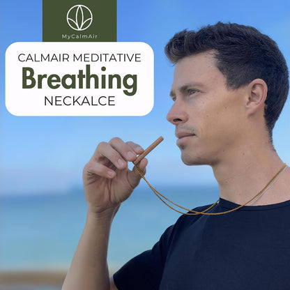 Bamboo Breathing Necklace for Meditation, Mindfulness Tool, Stress Reducer, Eco-Friendly Breathe Pendant, Portable Relaxation Gift for Men & Women