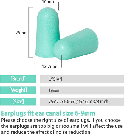 LYSIAN Ultra Soft Foam Earplugs for Sleeping, 38dB SNR Noise Reduction Ear Plugs for Snoring, Shooting, Study, Work and Travel, 60 Pairs, Purple
