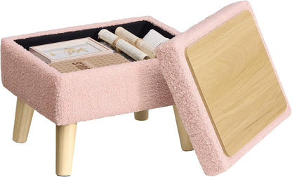SONGMICS Foot Stool Ottoman, Small Storage Ottoman with Legs, 15.7 Inches