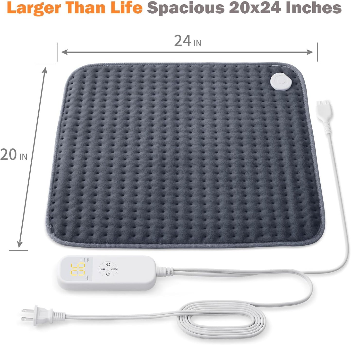 20"x24" XL Heating Pad for Back, Neck & Shoulders, Soft Electric Heating Pad with Moist & Dry Heat, Auto-Off, Machine Washable, Birthday Gifts for Women Wife Mom Her