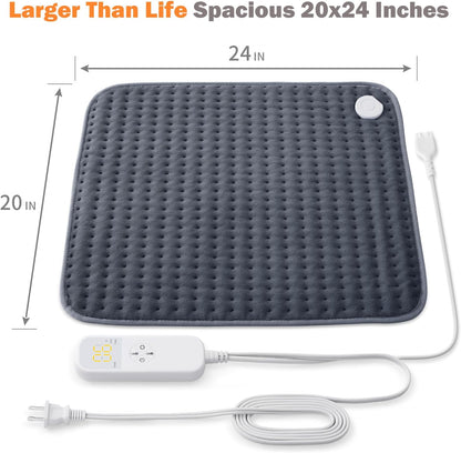 20"x24" XL Heating Pad for Back, Neck & Shoulders, Soft Electric Heating Pad with Moist & Dry Heat, Auto-Off, Machine Washable, Birthday Gifts for Women Wife Mom Her