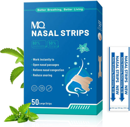 MQ 100ct Nasal Strips for Snoring Black Nose Strips for Breathing Extra Strength Snore Strips to Open Nasal Passages, Relieve Nasal Congestion