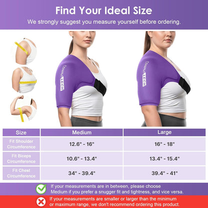 Comfitech Shoulder Ice Pack Wrap Sleeve for Better Putting On & Off, Reusable Gel Cold Pad for Arm, Large, Black
