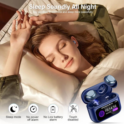 Sleep Earbuds Bluetooth 5.4 in Ear Touch Screen Sleep Headphones, Small Design Mini Sleep Earbuds for Side Sleepers with Sleep Mode, 48H Playtime Sleep Earphones Clear Calls, Raven Black