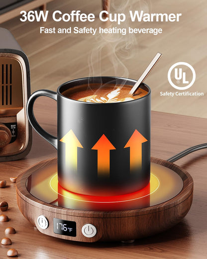 SWEETFULL Mug Warmer for Desk, Coffee Cup Warmer with Timer - Black