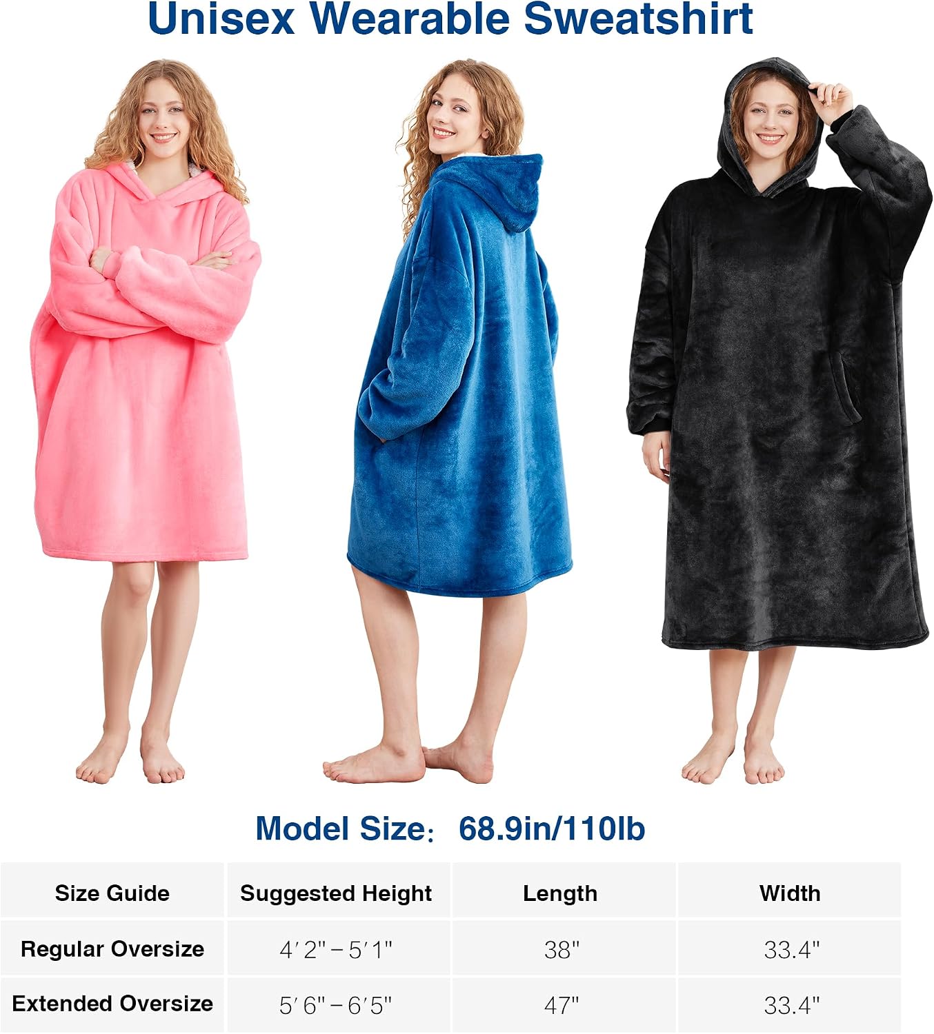 AmyHomie Wearable Blanket Hoodie for Adults & Teens,Oversized Sherpa Hooded Blanket,Warm Cozy Blanket Sweatshirt as Christmas Birthday Gifts for Women Men