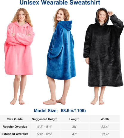 AmyHomie Wearable Blanket Hoodie for Adults & Teens,Oversized Sherpa Hooded Blanket,Warm Cozy Blanket Sweatshirt as Christmas Birthday Gifts for Women Men