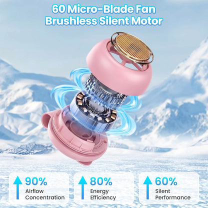 Portable Silent Mini Bladeless Fan Clip On, Adjustable 5 Speeds 360° Rotatable Clip on Fan for Shirt & Waist, USB Rechargeable Small Whirlwind Fans, For Outdoor & Travel & Office (White)