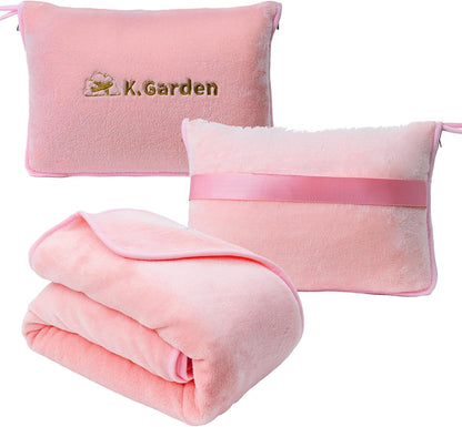 Travel Throw Blanket and Pillow- Soft 2 in 1