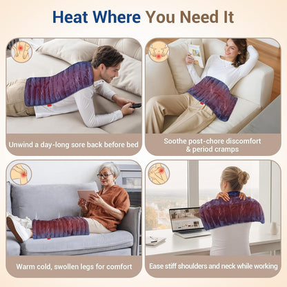 Comfytemp Large Microwave Heating Pad for Sciatica, Back Pain Relief, Period Cramps, FSA Eligible HSA, Fathers Day Dad Men Gift,12"x22" 3.6LB Moist Microwavable Heating Pads, Warm Compress Women Gift